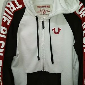True Religion Multi Color Hooded Zip Up Jacket
